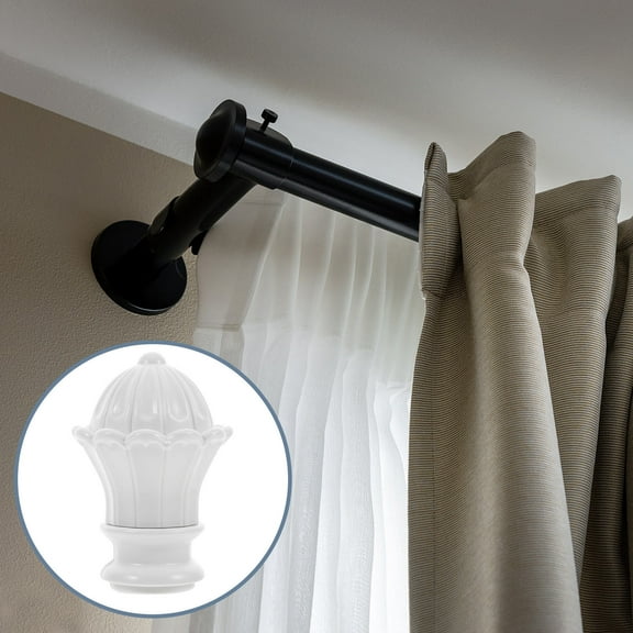 IBASETOY 4pcs Window Curtain Rod Cap White Plastic Easy Installation for Homeowners Office Use