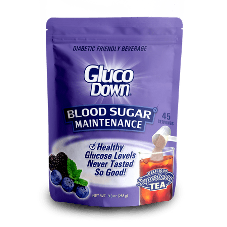 GlucoDown, Maintains Healthy Blood Sugar, Delicious Super Berry Tea, 45-Servings.