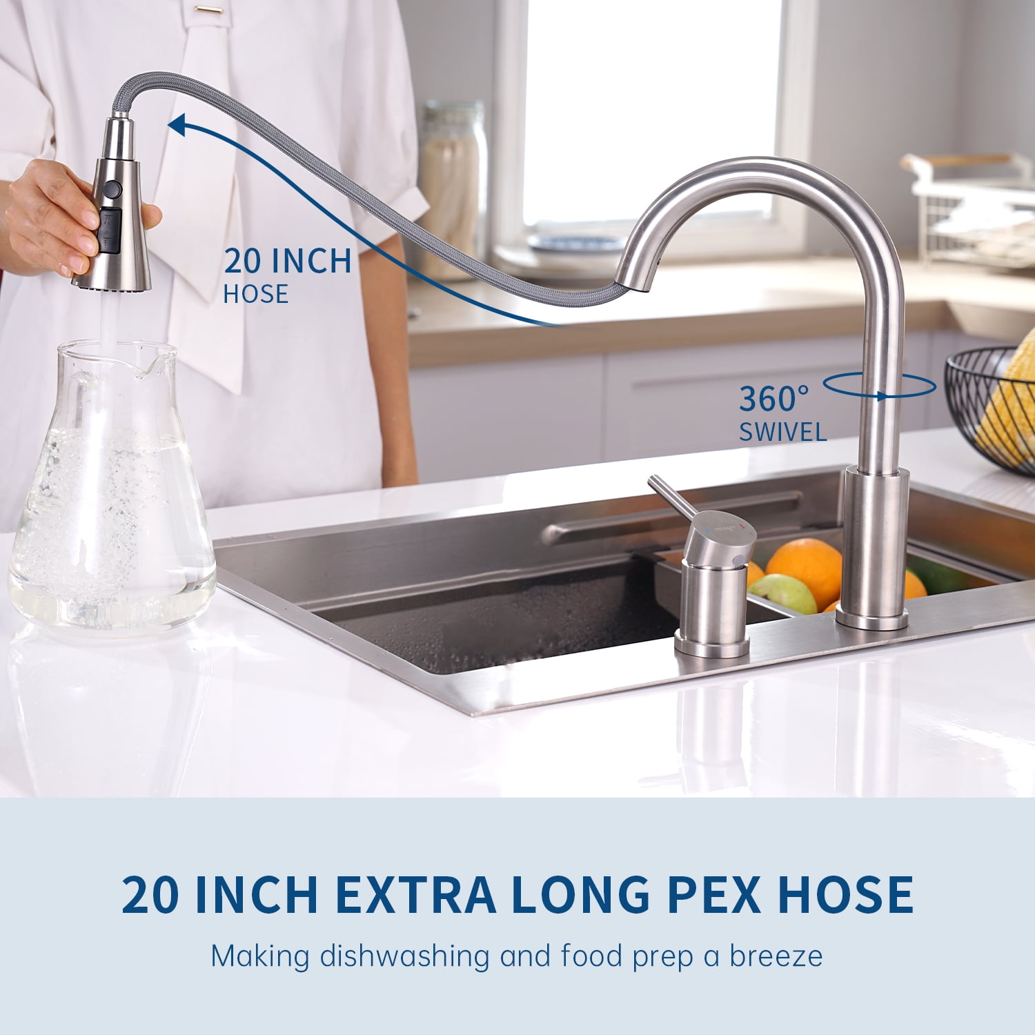 APPASO 2-Hole Kitchen Sink Faucet with Single Handle and Sprayer