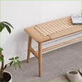thumbnail image 4 of Rustic Solid Oak Wood Bench with Woven Cane Seat for Dining, Bedroom, Bathroom | Oak | Cane, 4 of 8