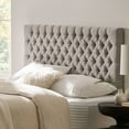 thumbnail image 4 of Tufted Upholstered Queen Size Bed Headboard in Modern Button Design, Adjustable Solid Wood Head Board, Solid Wood Head Board with Durable Metal Legs in Bedroom, 4 of 9