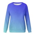 thumbnail image 5 of CLOISE Sweatshirt for Women Gradient Oversized Sweatshirts Crewneck Long Sleeve Hoodies Shirts Blue Basic Tees With Pockets Fall Comfy Preppy Outfits XL, 5 of 6