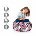 thumbnail image 2 of Exotic Storage Toy Bag Chair, Tropical Rain Forest Jungle Leaves Forest Hawaiian Beach Theme Print, Stuffed Animal Organizer Washable Bag, Large Size, Seal Brown Pale Pink, by Ambesonne, 2 of 3