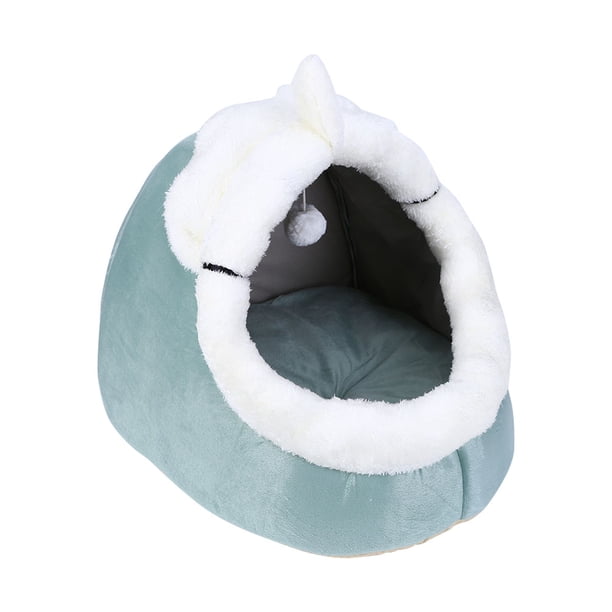 Cama Cerrada para Gatos Casa Antideslizante Cesta para Pequeños Y Cálidos en Invierno (Verde S)
