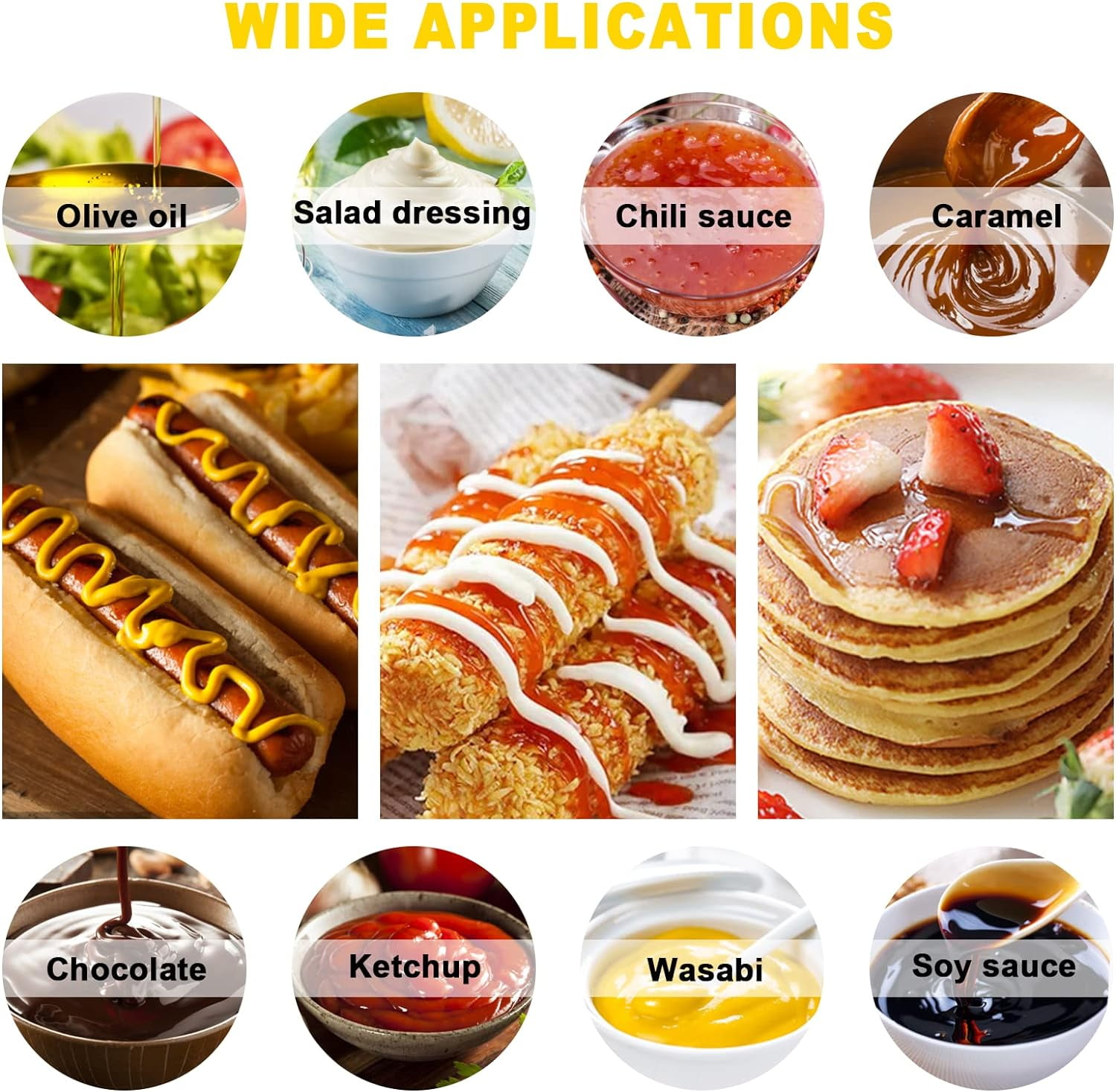 4Pack 23oz Plastic Squeeze Condiment Bottles 3 Holes Sauce Squeeze Bottle Squirt Bottles for for Syrup Ketchup Dressing Oil Honey