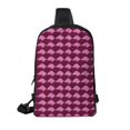 thumbnail image 3 of Chest Bag Dual Pocket 11.8×7.7×2.4in Waterproof Double-Pocket Large Capacity With No Inner Pouch Pockets And Double Drawstrings Magenta Houndstooth_4, 3 of 8