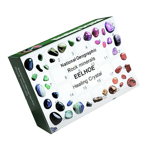 Calendrier de l'Avent de Noël Collection d'Art Cadeau Éducatif Guérison Cristal Jardin d'Enfants Jouets de Minerai Poli Maison Jardin d'Enfants Géologie