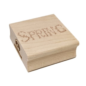 Spring Floral Text Square Rubber Stamp Stamping Scrapbooking Crafting - Small 1.25in