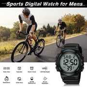 Mens Digital Sports Watch With Stopwatch/Alarm/Dual Time/ LED Backlight Outdoor Sports Waterproof Watch PU Strap Gifts for Man Christmas Gifts