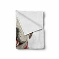 thumbnail image 2 of English Bulldog Soft Flannel Fleece Blanket, Happy Puppy with a Red Collar Domestic Pure Breed Animal Illustration, Cozy Plush for Indoor and Outdoor Use, 60" x 80", Cream Red Pink, by Ambesonne, 2 of 6