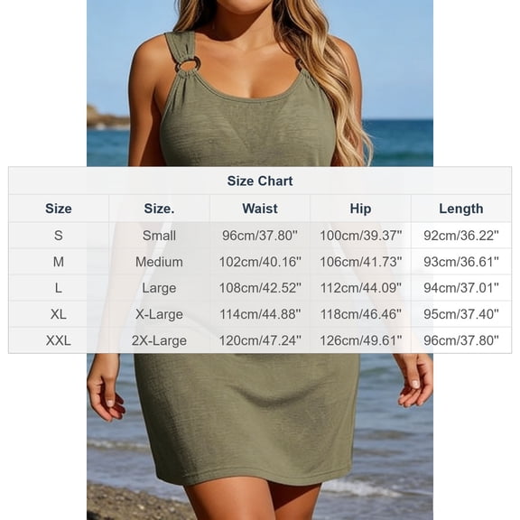 Hurxie Swimsuit Coverup for Women Scoop Neck Sleeveless Sheer Beach Dresses Vacation Bathing Suit Cover Up Army Green,XL