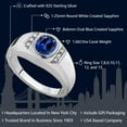 thumbnail image 2 of Gem Stone King Men's 925 Sterling Silver Blue Created Sapphire and White Created Sapphire Ring for Men | 1.66 Cttw | Available in Size 7, 8, 9, 10, 11, 12, 13, 2 of 6