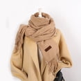 thumbnail image 3 of Bufanda de cachemira de color sólido para otoño e invierno, bufanda gruesa con forro de lana, bufanda cálida de invierno para mujer, 3 of 6