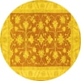 thumbnail image 1 of Ahgly Company Machine Washable Indoor Round Oriental Yellow Traditional Area Rugs, 3' Round, 1 of 4