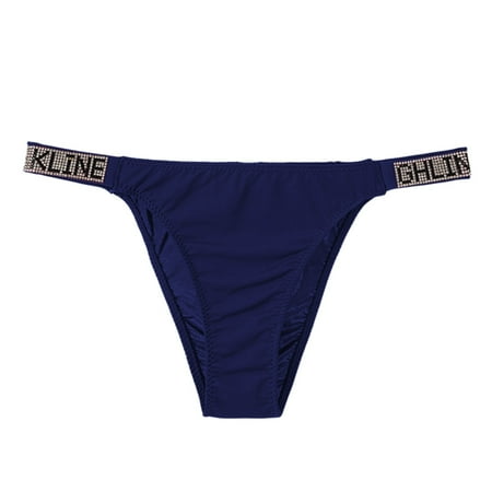 BYHONG Women s Low Rise Thong Underwear with Cutout Solid Color Comfortable and Sexy Peach Underwear Womens Panties Navy L