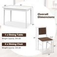 thumbnail image 3 of Costway 5 PCS Dining Table Set for 4 with Rubber Wood Legs Upholstered Seat Padded Backrest White + Brown, 3 of 9