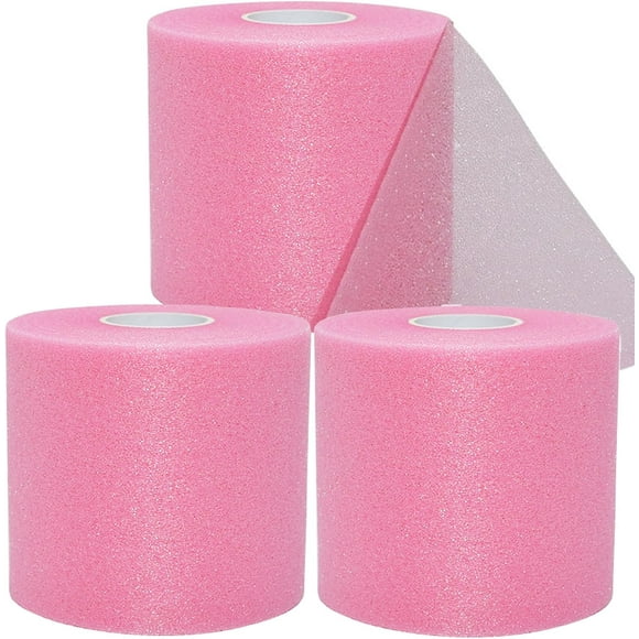 Woeilo Pre Wrap Tape Athletic,3 Rolls X 22 Yards Pink Prewrap Headbands for Hair,Foam Underwrap Sports Wrap (66 Yards) 3 Rolls X 22 Yards Pre Wrap Pink
