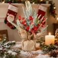 thumbnail image 4 of Arbre de Noël de Bureau 12 Pouces Petit Arbre de Noël Artificiel Mini Arbre de Noël avec Baies Rouges Cônes et Base en Toile de Jute Idéal pour Maison Fermes Bureau, 4 of 6