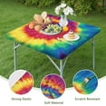 thumbnail image 4 of Colorful Rainbow Tie Dye Spiral Pattern Square Fitted Tablecloth with Elastic Edge,Square Table Cover,Washable Elastic Table Cover for Home Kitchen Party Decor 36"x36", 4 of 6