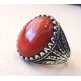 thumbnail image 4 of AAA Coral Mans Ring, Natural Red Coral Ring, Unisex Ring, Silver Jewelry, 925 Silver Ring, Birthday Gift, Heavy Mens Ring, Arabic Design, Ottoman Style Ring, Christmas, Turkey Mens Signet Ring, 4 of 6