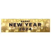 Koyal Wholesale Happy New Year Banner 2024, Gold Hollywood Glamour Theme, Hanging Banner Sign with Glue Dots