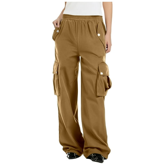 BLVB Cargo Pants for Women Lightweight High Waisted Casual Work Hiking Pants Baggy Wide Leg Streetwear with Pockets