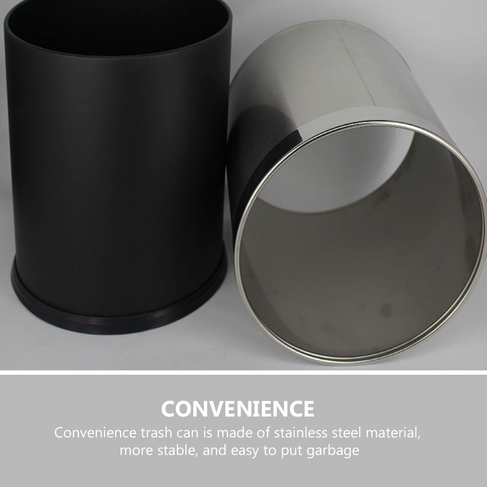 10L Round Trash Can, 2.6 Gallon Stainless Steel Wastebasket Garbage Bin Silver -Overlap Open Top Rubbish Bin for Bathroom, Kitchen, Home, Hotel, Office, School