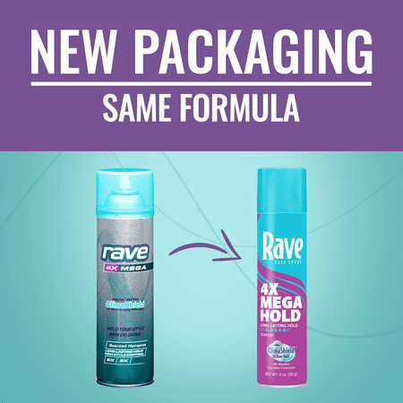 Rave 4X Mega Hold Scented Hair Spray, All-Weather Protection with Vitamin-Rich Formula, 11 oz