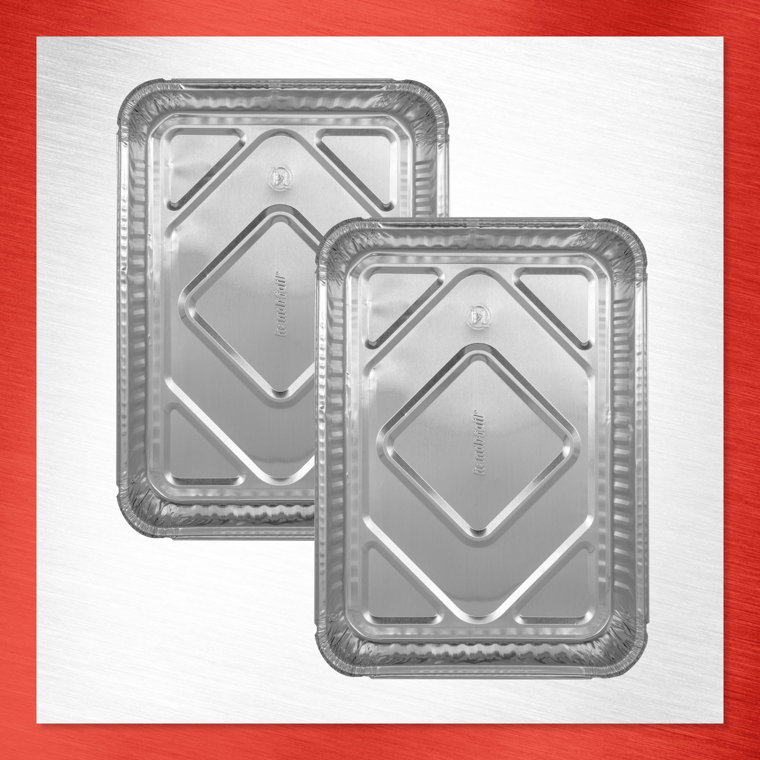 (3 pack) Handi-Foil 13" x 9" Aluminum Red Meal Prep Pans with Board Lids, 2 Count