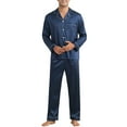 thumbnail image 2 of INSPIRE CHIC Satin Pajamas Set for Men's 2 Pieces Homewear Long Sleeve Nightshirt Casual Loungwear, 2 of 6