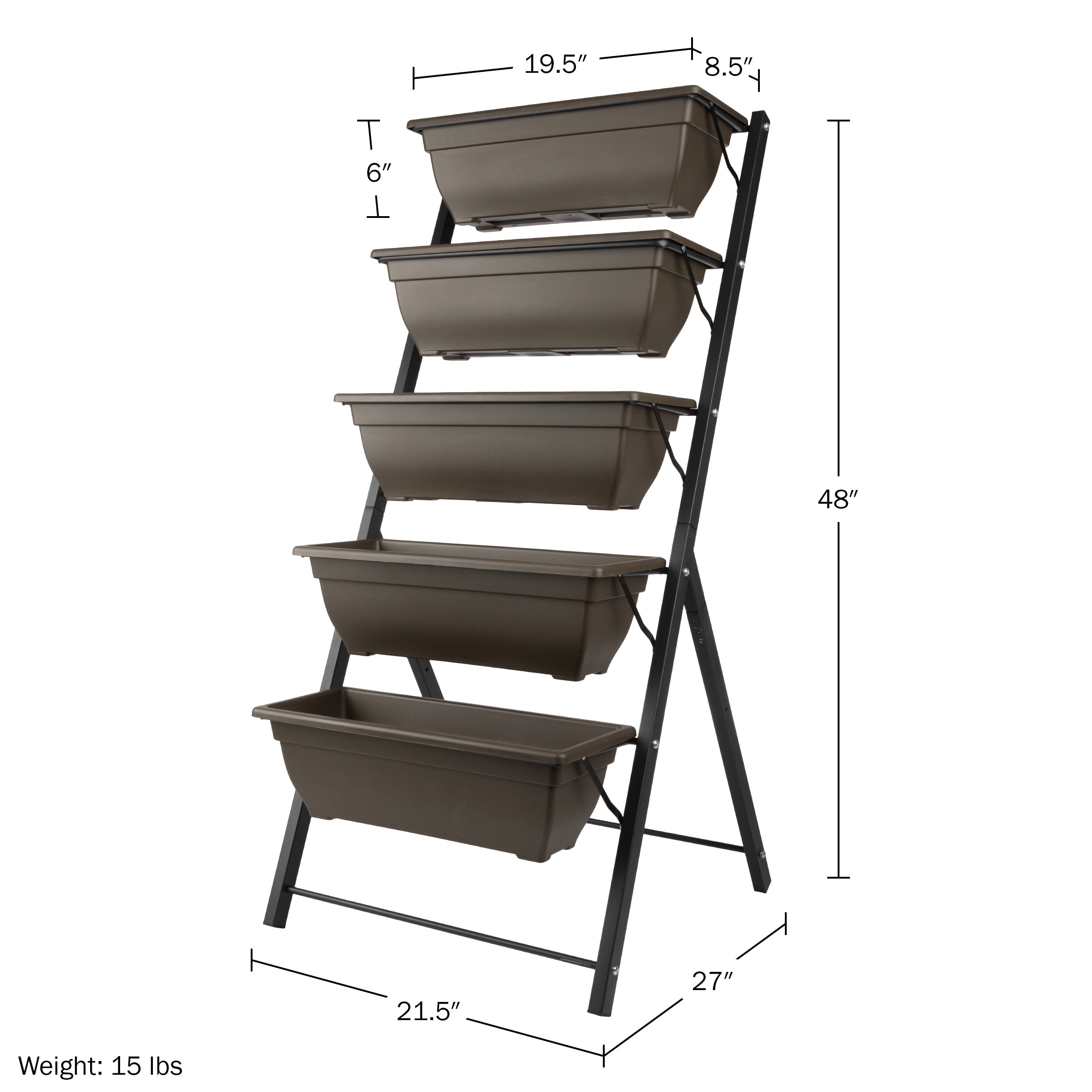Pure Garden 5 Tier Vertical Planter Raised Garden Beds, Brown