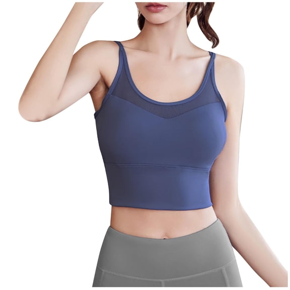 ATOYSOY Women's Everyday Bra Sports Bra Yoga Running Activewear Spaghetti Strap Slim Basic Tank Tops Comfort Bra Bralette Underwear Teens Push Up Breathable Blue XXL