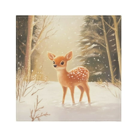 

Napkin Satin Napkin 20*20Inchx4 Kitchen Towel Dinner Plate Towel Decorative Towel Napkin Tea Towel Suitable For Kitchen Table Christmas Snow Deer