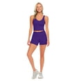 thumbnail image 6 of Workout Sets for Women 2 Piece Seamless Ribbed Crop Tank High Waist Shorts Yoga Outfits (X-Large, Purple), 6 of 7