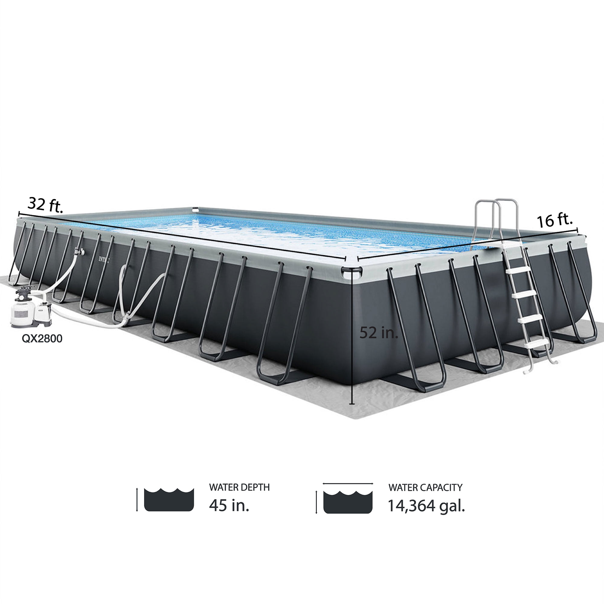 Intex Ultra XTR 32' x 16' x 52" Above Ground Pool & OptiFlow Premium Filter Sand
