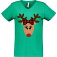 thumbnail image 3 of Inktastic Cute Girl Reindeer with Buffalo Plaid Bow Women's V-Neck T-Shirt, 3 of 5
