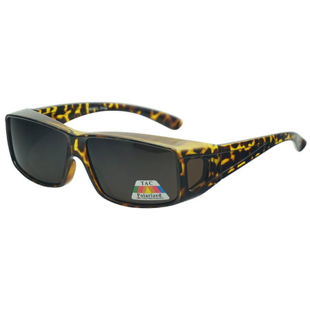 SunglassUP Square Polarized Fit-Over Side Shield Sunglasses - Size Medium Wear Over RX Prescription Reading