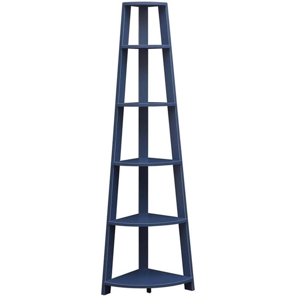 Convenience Concepts Newport 5-Tier Corner Bookshelf in Blue Wood