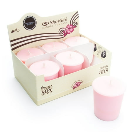Sandalwood Rose Soy Votive Candles - Scented with Natural Fragrance Oils - 6 Pink Natural Votive Candle Refills - Incense & Earth Collection