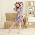 thumbnail image 3 of FORMRS Niños Bathrobe Unisex Hooded Robe Soft Plush Pajamas Sleepwear, Size 7-9T, Pink Shimmering Pattern, 3 of 7