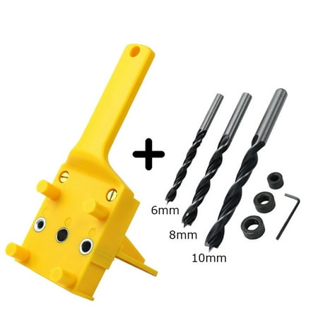 

Andoer Handheld Woodworking Dowel Jig Fit for 6 8 10mm Drill Bits Wood Drilling Doweling Hole Saw Tools Punch Locator with Metal Sleeve