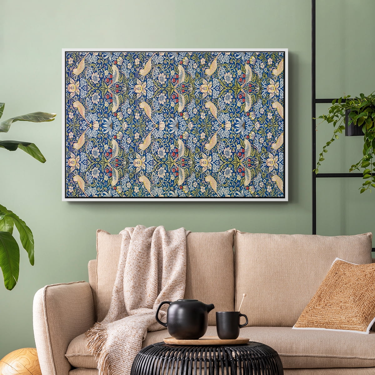 Vintage Abstract Print-XXI Framed in White Wood Gallery Wrapped Canvas 25 in. x 37 in.