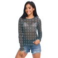 thumbnail image 4 of Ice Silk Mesh Long Sleeve Top Cooling Comfort Women's Crewneck Mesh Tops Casual Shirt Dark Green Geometric Flowers X-Large, 4 of 6