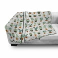 thumbnail image 2 of Floral Soft Flannel Fleece Throw Blanket, Cacti and Succulent Plants on Plain Backdrop, Cozy Plush for Indoor and Outdoor Use, 50" x 60", White Multicolor, by Ambesonne, 2 of 5