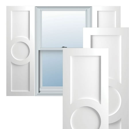 

Ekena Millwork 12 W x 50 H True Fit PVC Center Circle Arts & Crafts Fixed Mount Shutters White (Per Pair - Hardware Not Included)