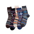 thumbnail image 4 of Honeeladyy Gifts Winter Warm,5Pairs Men Warm Winter Socks Retro Print Thick Knit Cozy Middle Tube Socks, 4 of 4