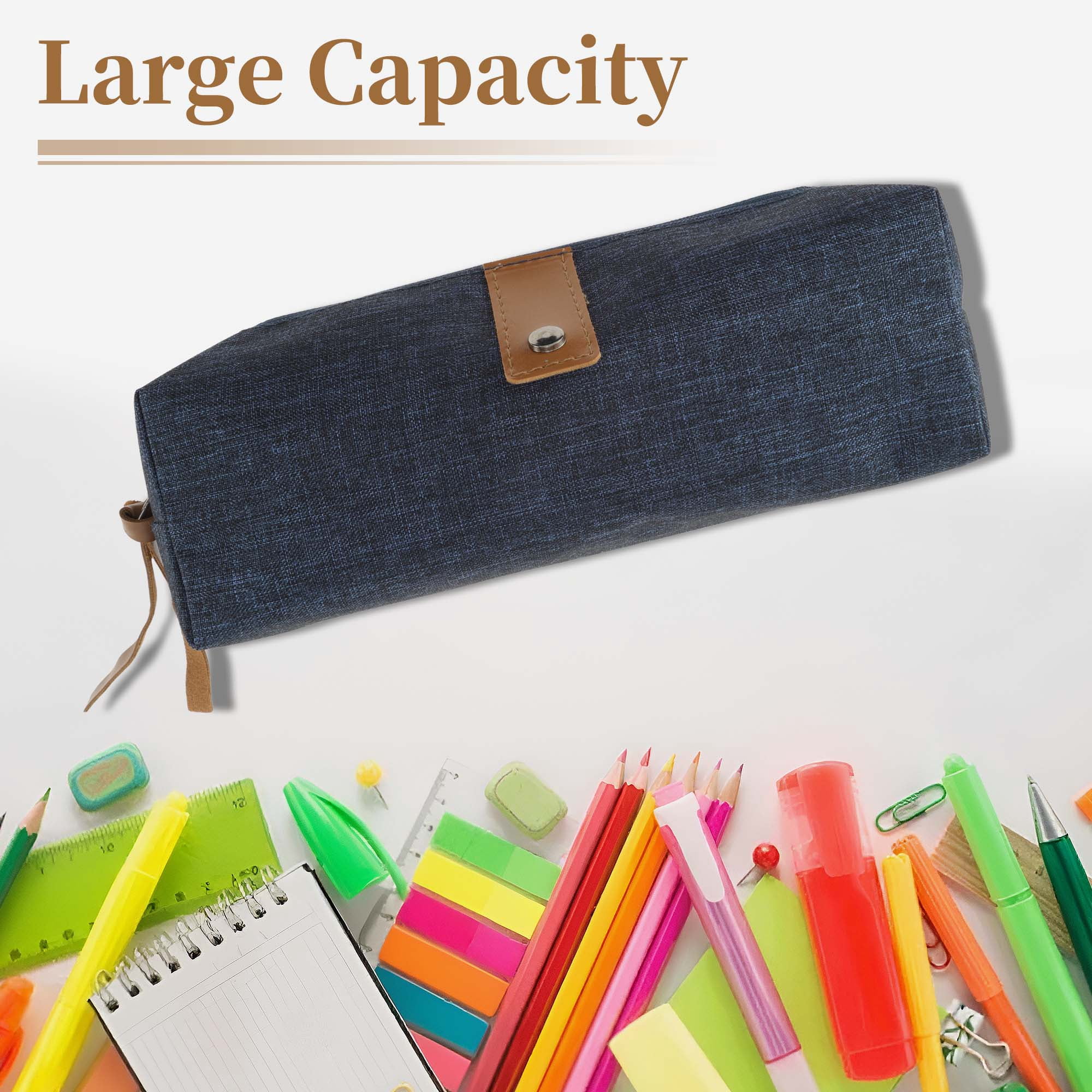 Unique Bargains Snowflake Oxford Style Pencil Pouch with Large Capacity Blue