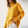 thumbnail image 2 of Duoif Sweaters for Women Trendy Women's Autumn and Winter New Neck Loose Versatile Solid Color Pullover Sweater Women's Sweaters Womens Tops Yellow S, 2 of 4