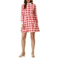 thumbnail image 3 of INSPIRE CHIC Women's Plaid Long Sleeve Button Up Point Collar Shirt Dress, 3 of 8