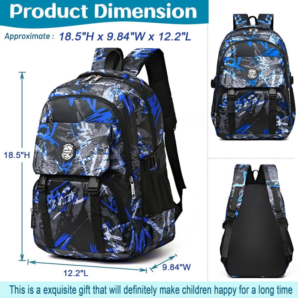 School Backpack School Bag for Kids, Lightweight Large Bookbag with Laptop Bag for Boys Girls, Red